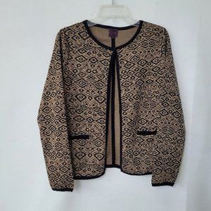 Colour Works Sweater Womens M Snap Closure Long Sleeve‎ Diamond Print Cardigan